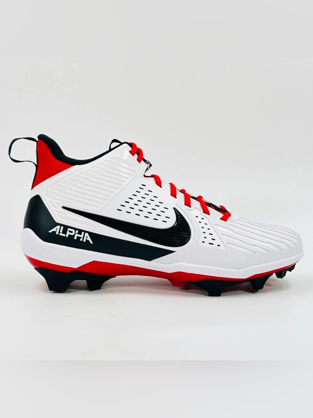 Nike Alpha Menace Strong Men's 9.5 Football Cleats lineman white black red